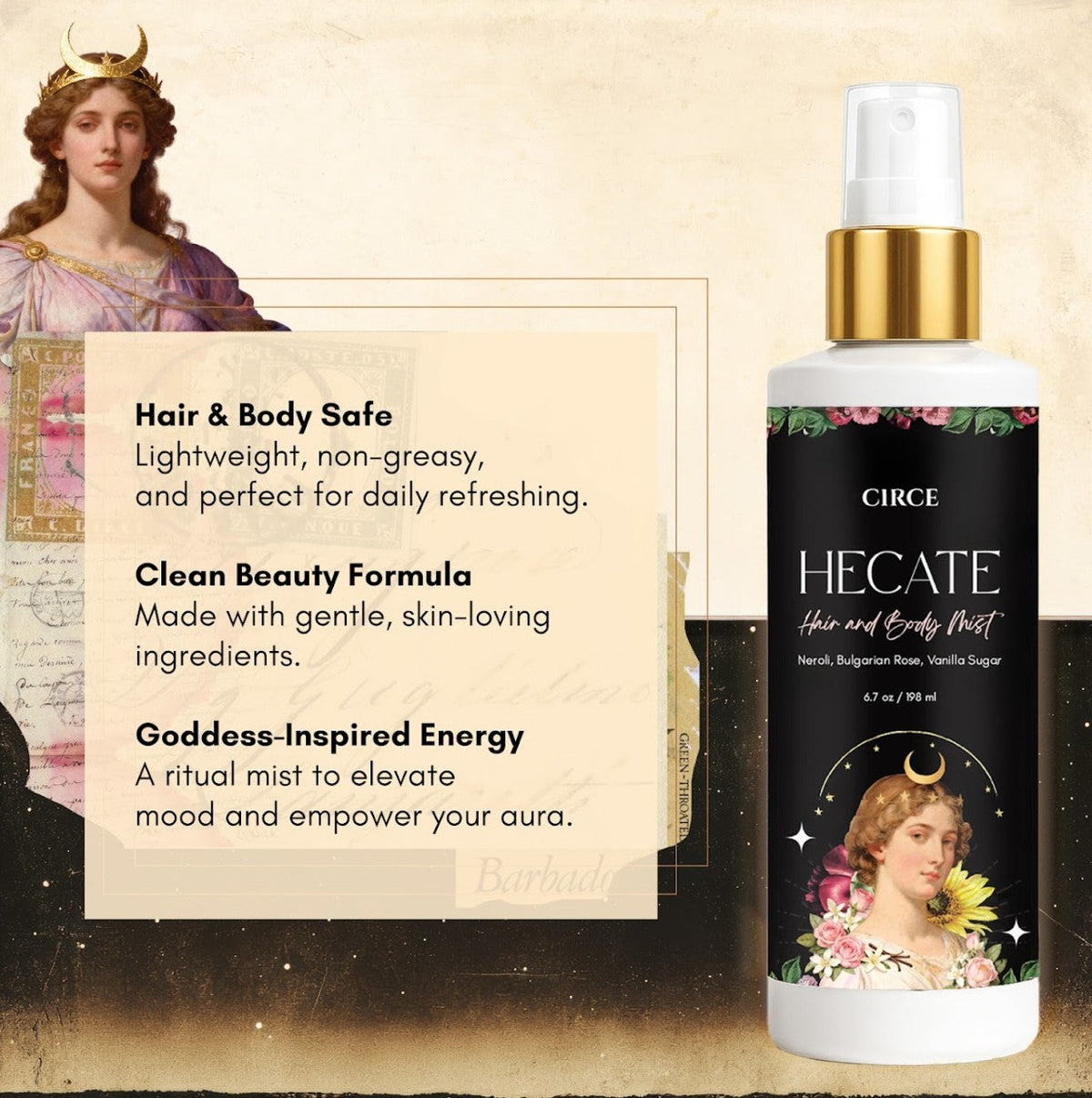 Hecate Hair & Body Mist – Neroli, Bulgarian Rose & Vanilla Sugar | 6.7 oz